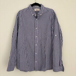Original Penguin Men's Heritage Slim Fit Button Down Purple Checker XL